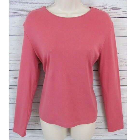 Old Navy Tops - Old Navy Womens Blouse Top Shirt Sz L Easy Fit Long Sleeve Rose 100% Cotton NWOT
